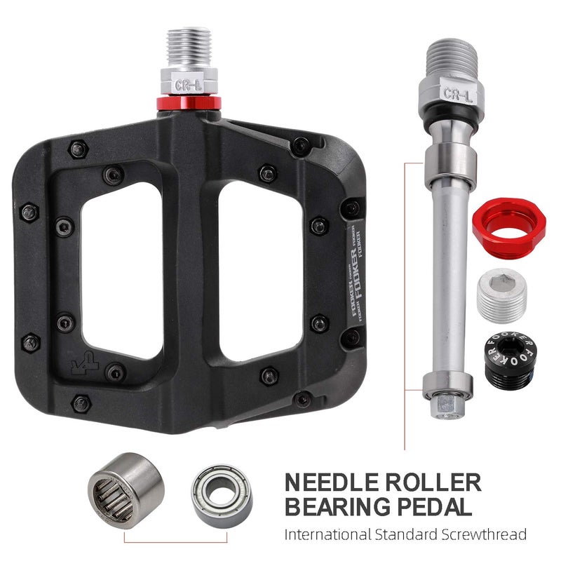 FOOKER MTB Pedals Mountain Bike Pedals 3 Bearing Non-Slip Lightweight Nylon Fiber Bicycle Platform Pedals for BMX MTB 9/16" - Image 5
